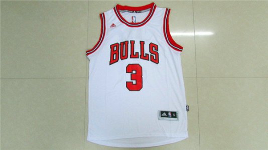 Maillot De Basket Chicago Bulls Dwyane Wade 3 Tissus Sportif Fans Edition Blanc